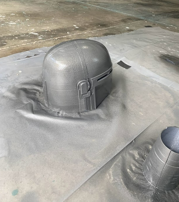 Armor with metallic paint on it