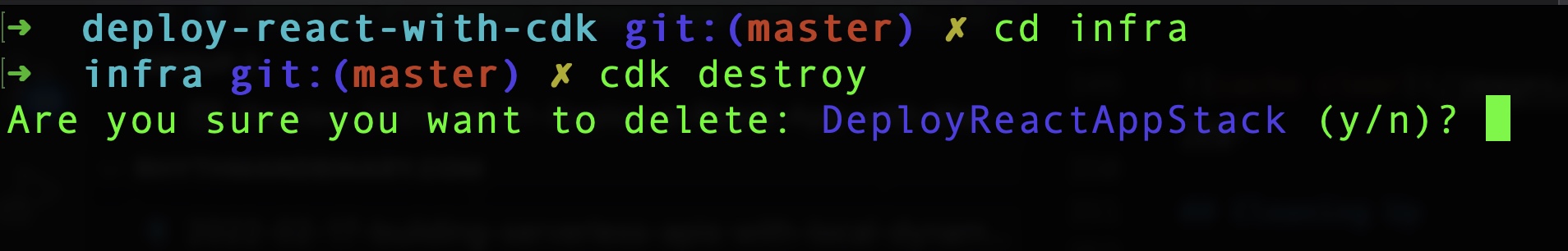cdk destroy first command