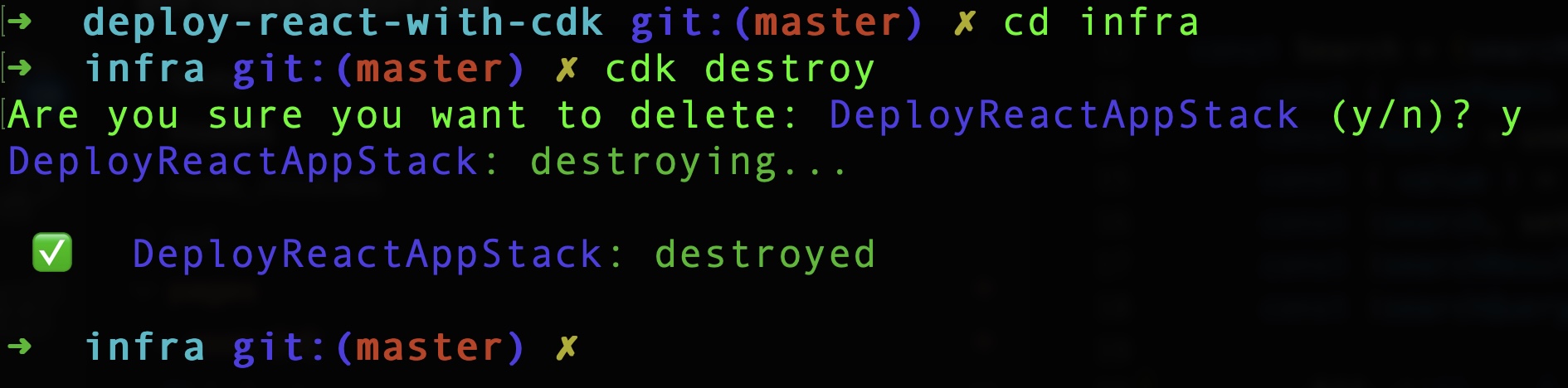 cdk destroy second command