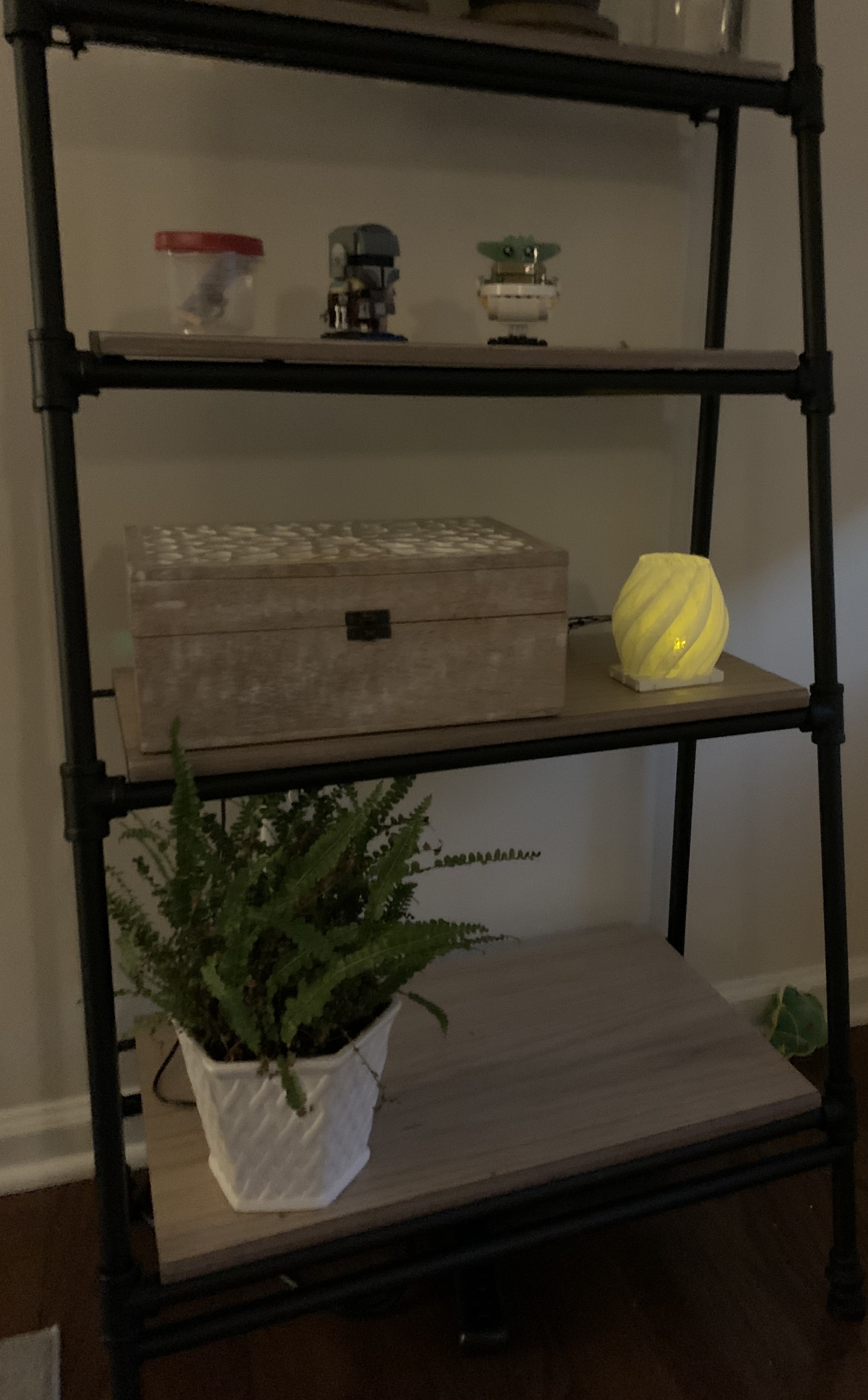 Weather Lamp and Raspberry Pi on shelf