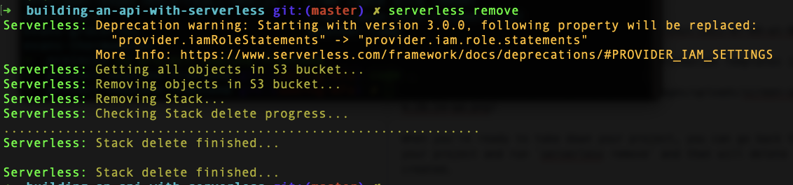 Serverless delete AWS stack
