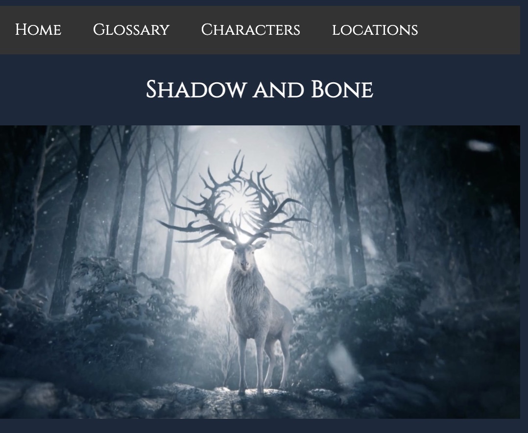 Home Page of Shadow and Bone Project